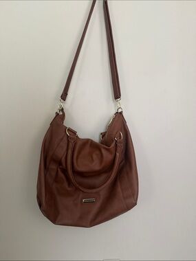 Steve Madden Brown Faux Leather Slouch Bag